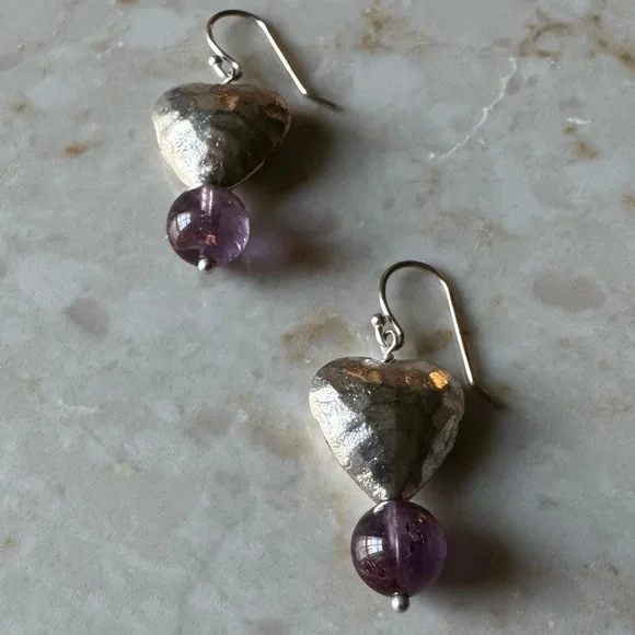 NWOT Sundance Gentle Heart Earrings, Melody Stone, Sterling Silver